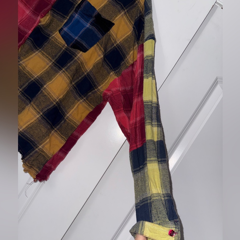 Taxi Vintage Grunge 80s Plaid button up flannel pink, yellow, blue EUC - Picture 8 of 10